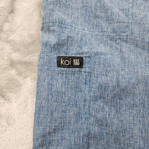 Koi Basics Pants Womens M Heathered Blue Holly 8-Pocket Stretch Cargo Scrubs - Picture 2 of 13